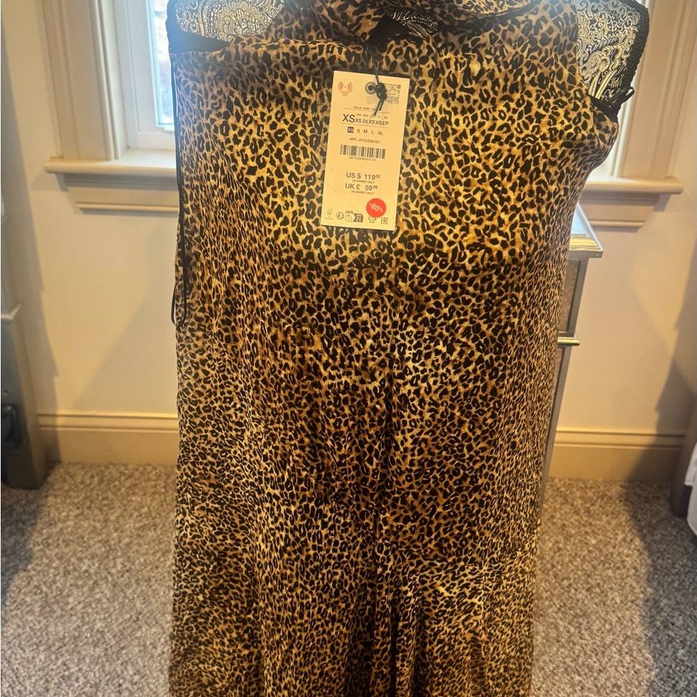 Zara Leopard Print Slip Dress in Brown and Black